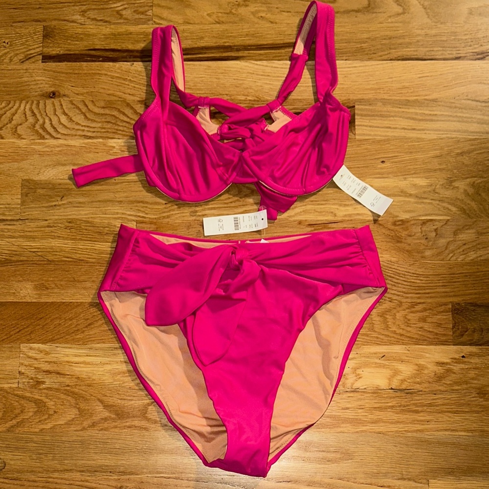 J. Crew Hot Pink Underwire Bikini Set